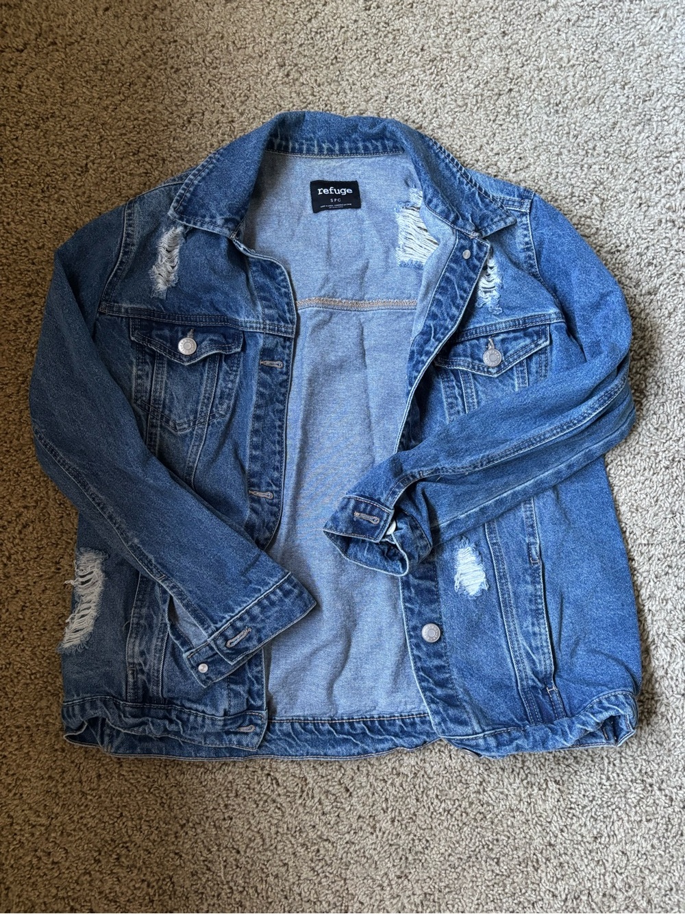 refuge Blue Distressed Denim Jean Jacket